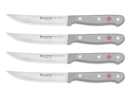 Wüsthof Gourmet Grey 4-Piece Steak Knife Set - High Carbon Stainless Steel, Razor Sharp, Ergonomic Handles