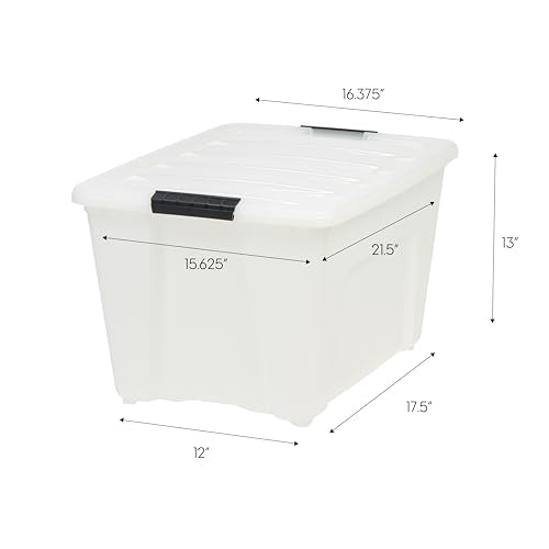 54 Quart Plastic Storage Bins with Lids - 6 Pack, Pearl
