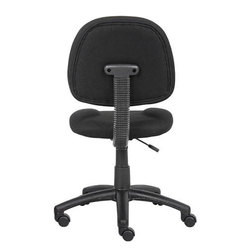 Boss Black Deluxe Posture Office Chair No Arms Adjustable Lumbar Task Chair