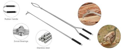 40-Inch Stainless Steel Fire Tongs Set - Heavy Duty Fireplace & Fire Pit Tool - Variation of 40