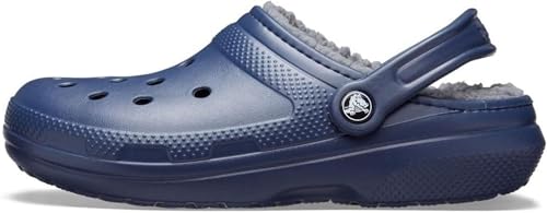 Unisex Classic Lined Crocs Clogs - Navy & Charcoal, 9 Women / 7 Men