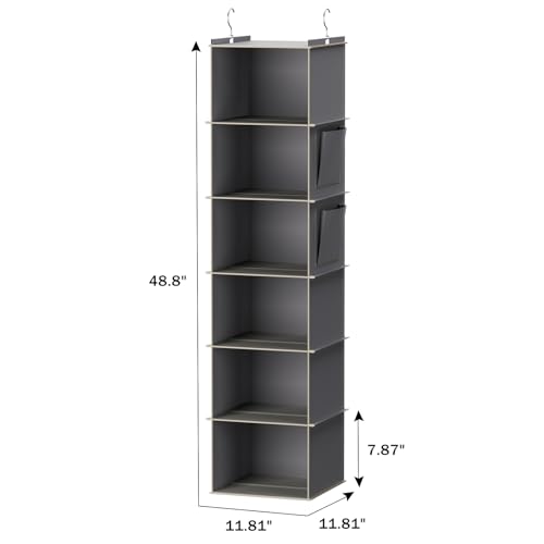 YOUDENOVA Hanging Closet Organizer 6-Shelf Storage Grey - 2 Pack