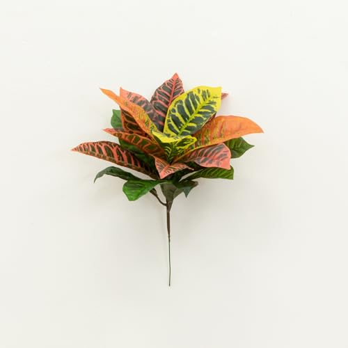 Artificial Croton Plants Set of 6 - Real Touch Faux Indoor Garden Decor