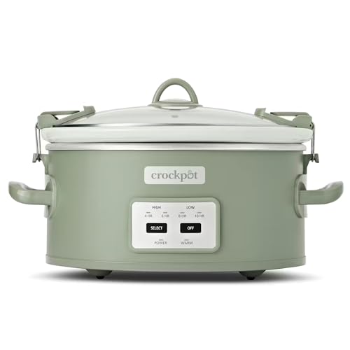 Crock-Pot 6 Qt Locking Lid Slow Cooker - Green, Programmable & Travel-Friendly