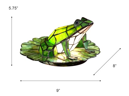 Whimsical Frog Lily Pad Accent Lamp - Tiffany Style 3D Glass Art