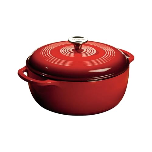 Lodge Essential Enamel Cast Iron Dutch Oven 6 Quart Island Spice Red