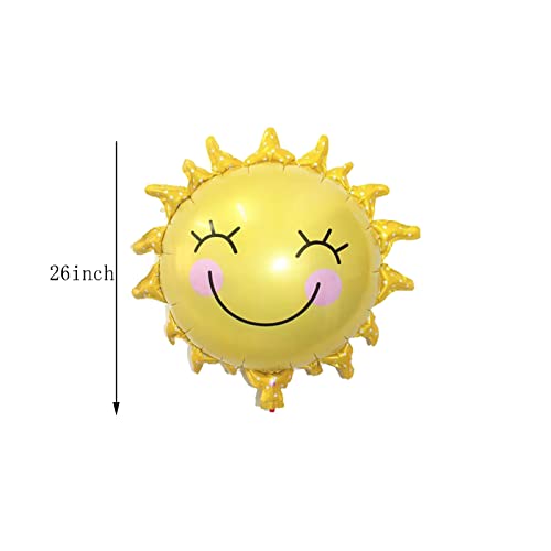 8PCS Sun Smil Foil Balloons Sunshin Aluminum Balloon Gold Summer Sun Helium Mylar Party Balloons for Birthday Baby Shower Christmas Party