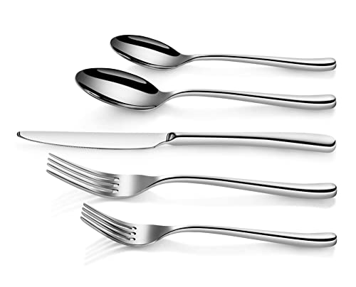 Cangshan Rain II 20-Piece Stainless Steel Flatware Set - Mirror Finish, Ergonomic Handles