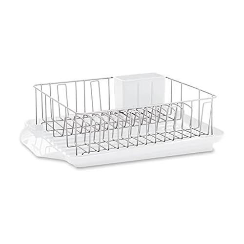 Farberware Classic Large Rust-Resistant Dish Rack Set with Removable Flatware Caddy - White / Dish Rack Set
