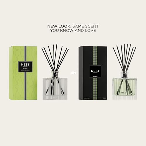Reed Diffuser - Bamboo Scent, Refillable Glass Vessel, 90-Day Continuous Fragrance