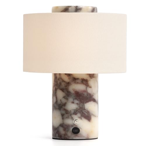 Yootcraft Calacatta Viola Marble Touch Table Lamp - Rechargeable & Dimmable Nightlight
