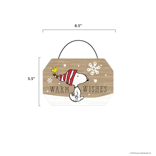 Peanuts Snoopy and Woodstock Warm Wishes Winter Hanging Wood Wall