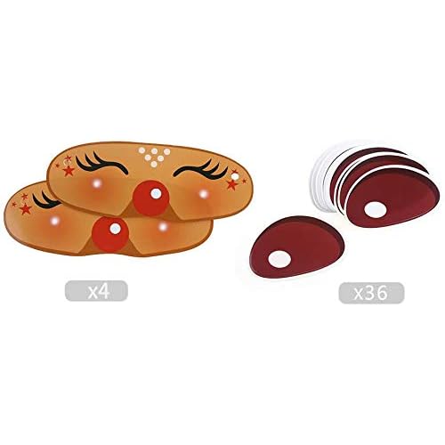 CCINEE Pin The Nose on The Reindeer Holiday Reusable Game Christmas Party Games with 36 Noses and 4 Blindfold for Xmas Party Supplies