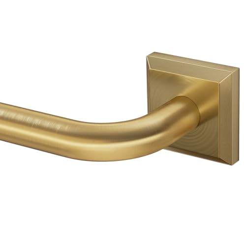Brushed Gold Curtain Rods for Windows 66-120 Inch Heavy Duty Wrap Around Room Darkening Drapery Rod - Variation: 66-Inch to 120-Inch