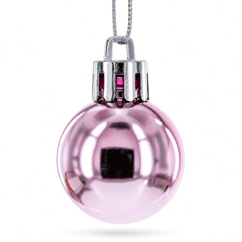 Pink Mini Plastic Christmas Ornaments Set of 40 - Holiday Tree Decorations
