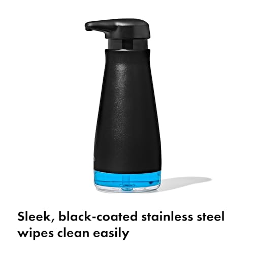 Stainless Steel Soap Dispenser - Matte Black, One-Handed Pump, Nonslip Base - Variation of THIS listing Black