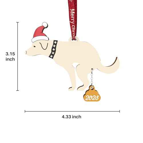 Funny Christmas Ornaments 2025 Pet Dog Christmas Ornaments Dog Ornaments for Christmas Tree Wood Laser Engraved (Wooden lab)