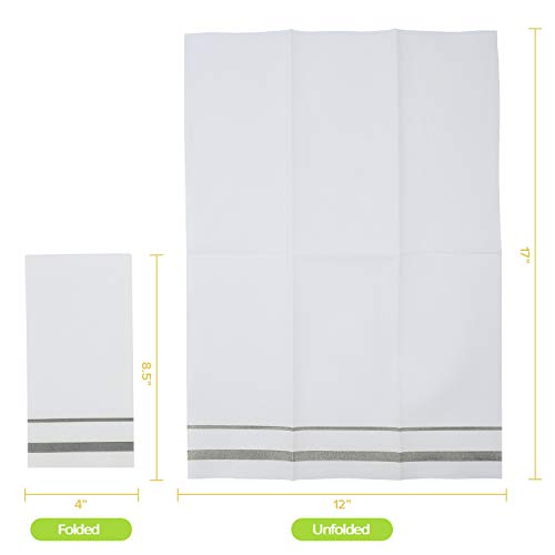 Disposable Linen-Feel Guest Towels with Silver Rim - 200 Pack