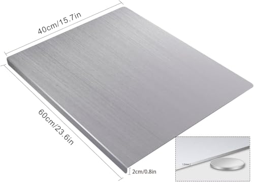 Large Stainless Steel Cutting Board with Lip - 23.6 x 15.7 Inches Kitchen Chopping Surface