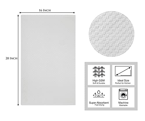 White 12-Pack Cotton Craft Kitchen Towels 16x28 Inches - Waffle Terry, 100% Cotton