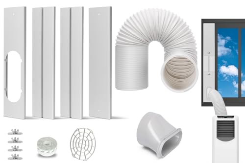 Portable AC Window Vent Kit with 59-Inch Exhaust Hose for Sliding Windows - Universal Fit