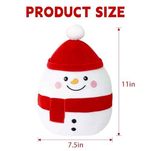 Snowman Plush Toy Snowman Stuffed Animal Cute Christmas Snowman Plushies Pillow Soft Plushie Doll Gifts for Kid Decor, Christmas Snowman Plush(11 Inch)