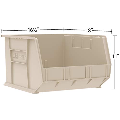 Blue Plastic Storage Bins - Stackable 18x16x11 Inch Heavy Duty Organizer