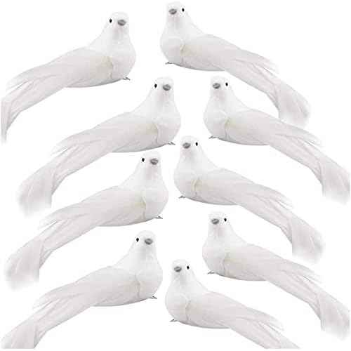 KLEWEE 12 Pack Artificial Bird Ornaments White Feathered Christmas Artificial Doves Birds Clip on Mini Bird Ornaments for Christmas Tree Decorations, Wreaths & DIY Crafts