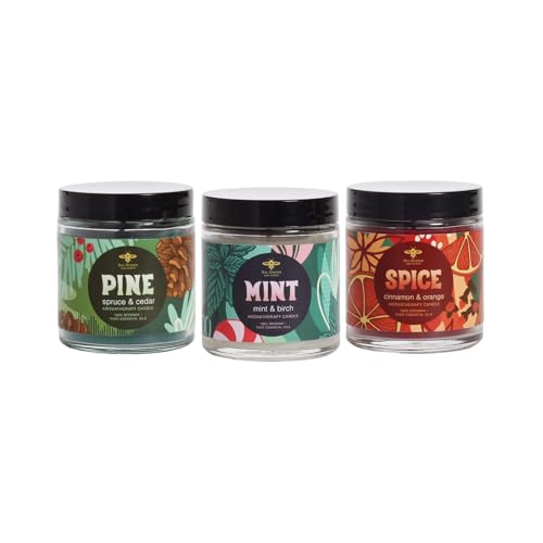 Beeswax Candle Set 3 Pack - Natural Aromatherapy Holiday Scents