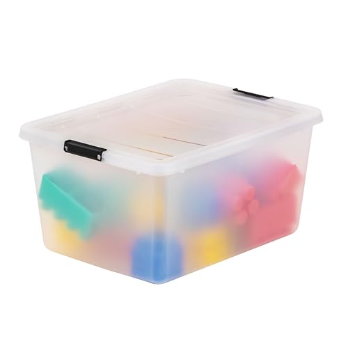 IRIS USA 6-Pack 32.5 Quart Stackable Plastic Storage Bins with Latching Lids