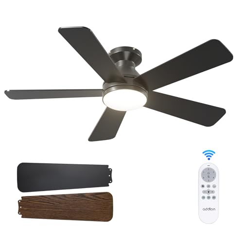 Black 42 Inch Modern Low Profile Ceiling Fan with Lights & Remote