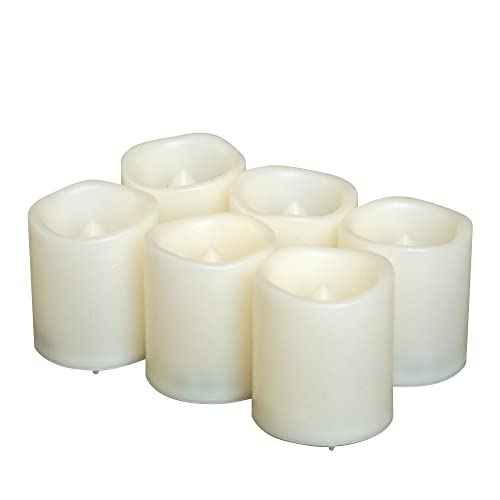 CANDLE CHOICE Battery Operated Flameless Votive Candles Small Bright Flickering LED Candle Lights for Wedding Party Table Centerpieces Halloween Christmas Decorations Batteries Incl Warm White 6 Pack