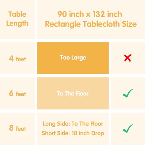 BRILLMAX 6 Pack Ivory Tablecloths 90x132 Inch for 6ft Rectangle Tables