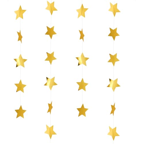 SimautHawk 1 Piece Glitter Star Garland Banner, 157-Inch Holiday & Party Decor