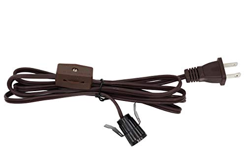 Creative Hobbies 6 ft Brown Replacement Clip-In Lamp Cord with On/Off Switch (E12 Socket) for Christmas Village Craft