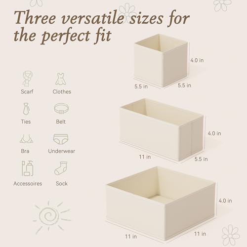 Beige 18-Piece Drawer Organizer Set for Baby Clothes & Closet Storage - Foldable
