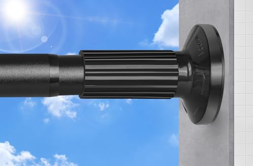 Black Adjustable Tension Curtain Rod 51-165 Inches No Drilling Outdoor & Bathroom