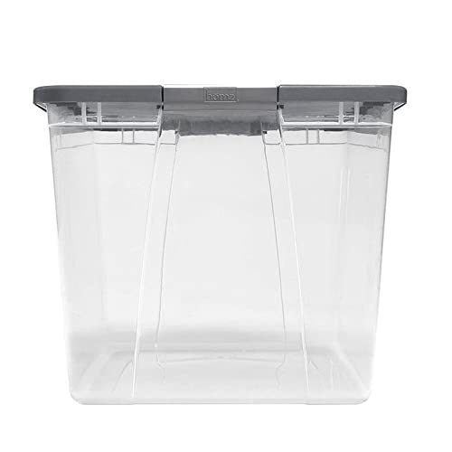 HOMZ 64 Qt Clear Plastic Storage Bin with Gray Latching Lid — 2 Pack