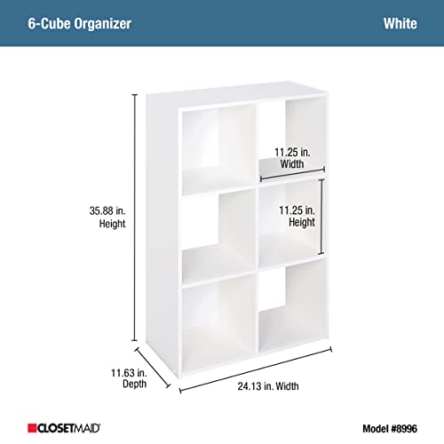 White 6-Cube Storage Shelf Organizer - Stackable Cube Organizer for Closet, Bookshelf, and Home Storage