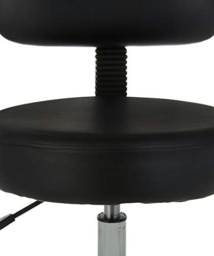 Adjustable Drafting Stool with Back Support and Wheels - Black