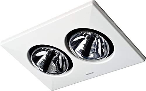 Ceiling Heater and Fan Combo - 2 Bulb Infrared, 70 CFM, White