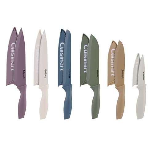 Cuisinart Advantage 12-Piece Kitchen Knife Set - Forest Berry Nonstick Coated Stainless Steel with Covers