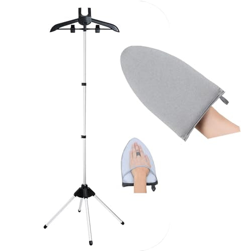 Tingtio Silver Glove & Black Rack Clothes Steamer Stand & Hanger Set