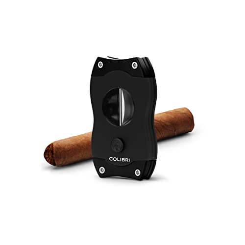 Colibri Premium V-Cut Cigar Cutter Black - Stainless Steel, Up to 60+ Ring Gauge, Gift for Cigar Enthusiasts