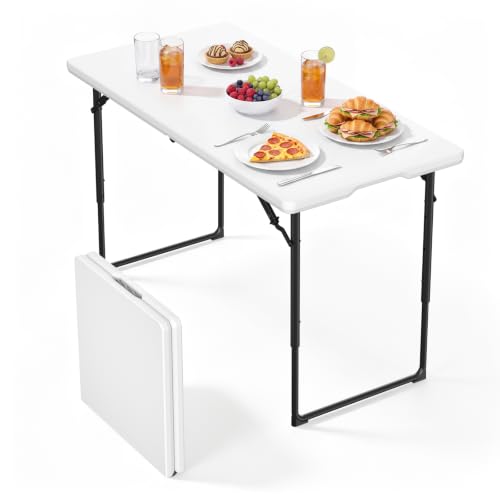 4FT Folding Table with Adjustable Height Portable Picnic & Camping Table