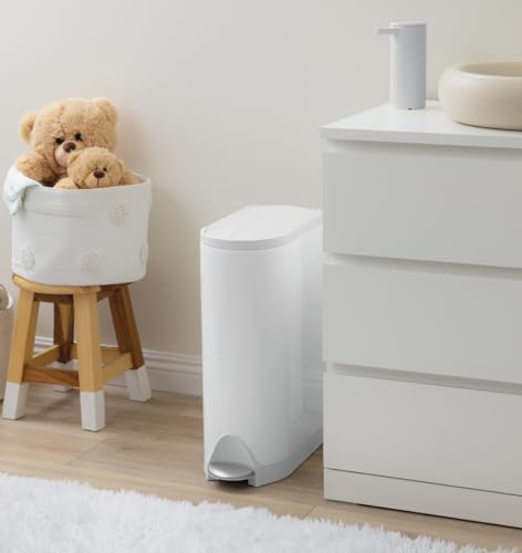 simplehuman Butterfly Step Can 18L Diaper Trash Bin with Odor Control, Silent Close