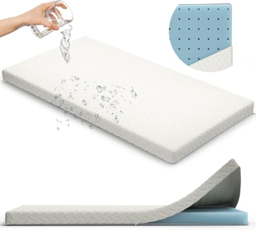 Memory Foam Crib Mattress Topper Waterproof & Breathable Cover for Baby