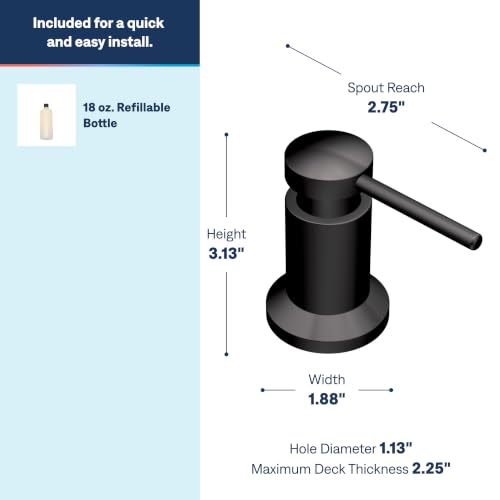 Moen Kitchen Soap Dispenser - Matte Black Refill Above Sink, 18 oz
