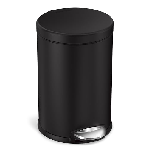 simplehuman 4.5L Matte Black Round Step Trash Can with Silent Close Lid