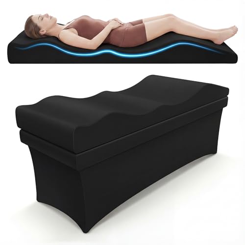 LUKYHONIE 3-in-1 Ergonomic Lash Bed Topper Black 70.8" x 23.6" with Neck & Lumbar Support